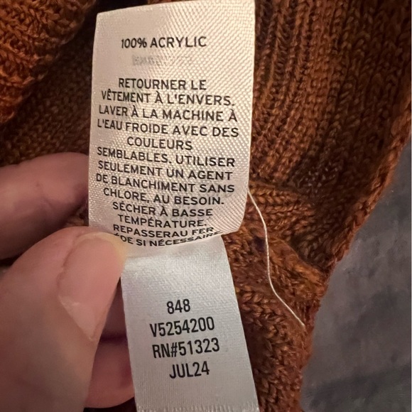 NWOT VINCE CAMUTO Linen-style drop shoulder crewneck sweater burnt orange SZ L - Picture 4 of 6